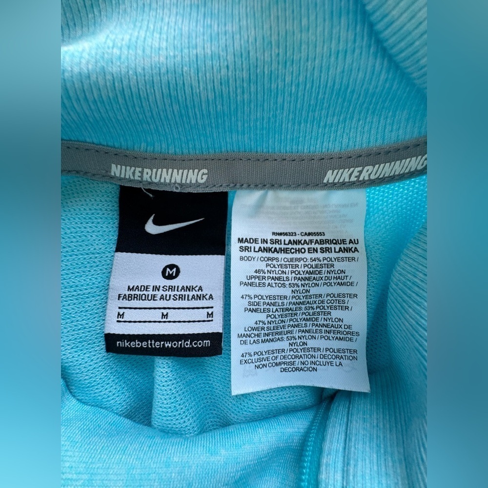 Nike Dri Fit Running 1/4 Zip Long Sleeve Activewear M Teal Blue - Picture 11 of 11